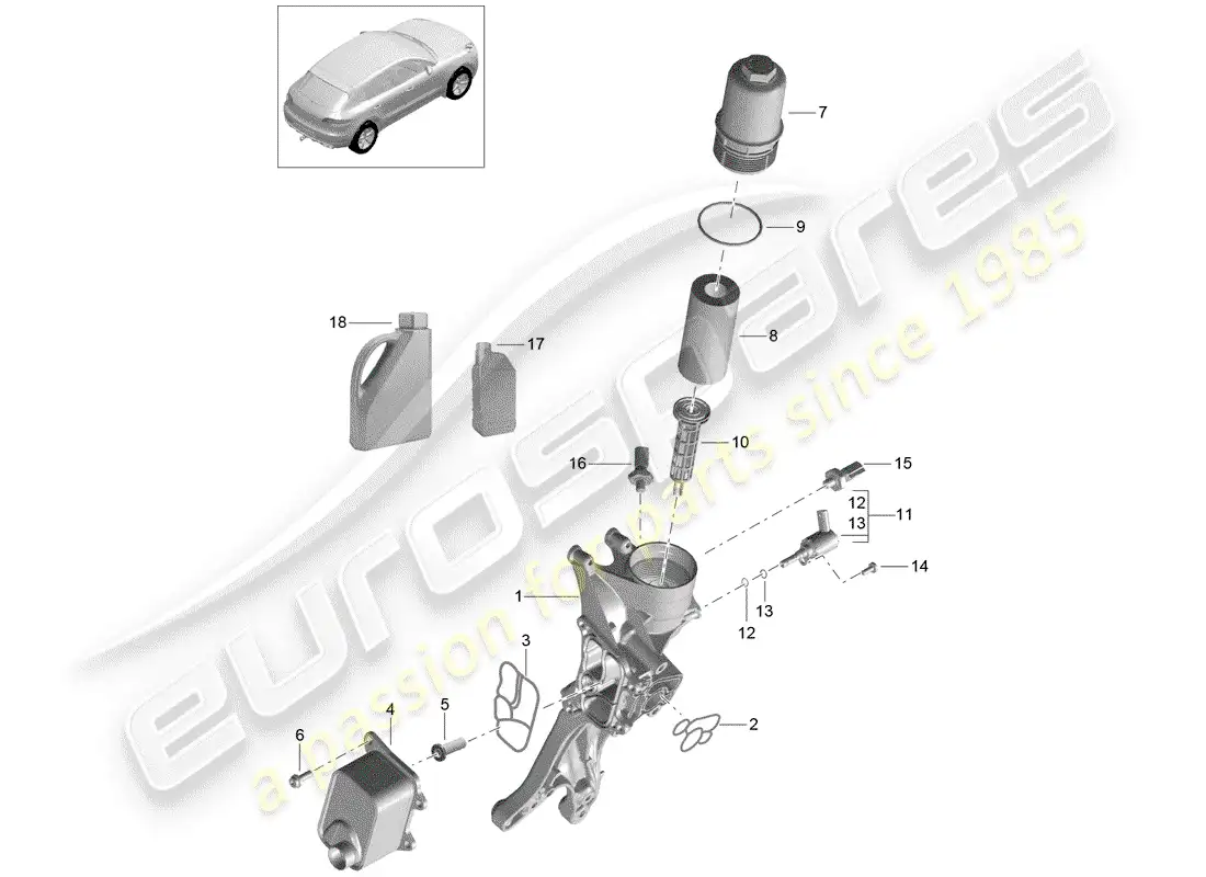 porsche 2016 (macan) oil-conducting housing parts diagram