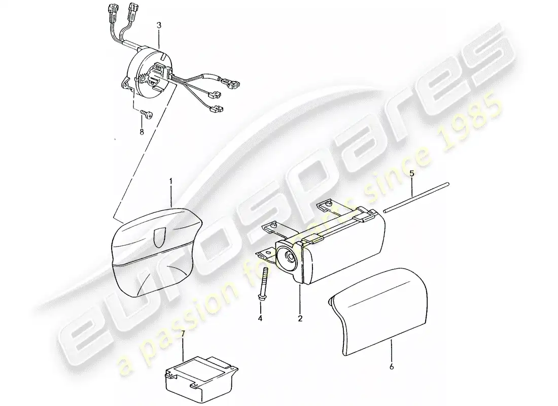 porsche 2004 (996) airbag parts diagram