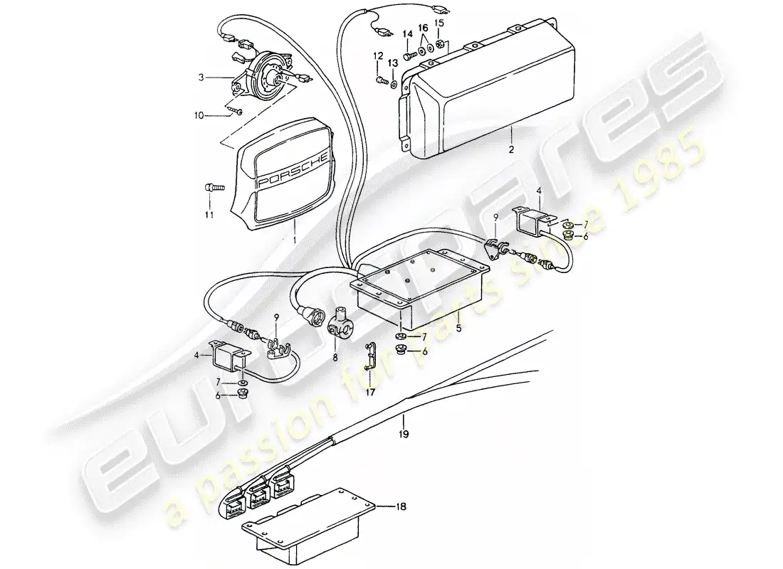 porsche 1990 (964) airbag parts diagram