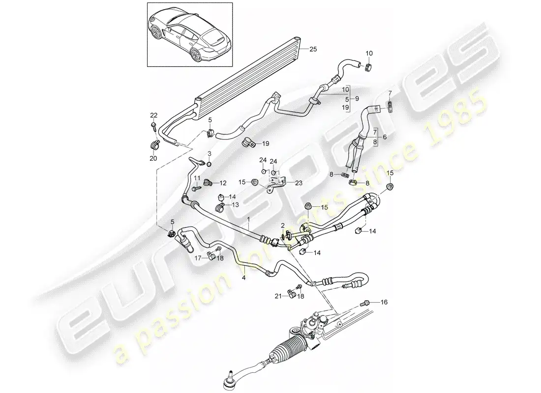 porsche 2015 (panamera 970) power steering parts diagram
