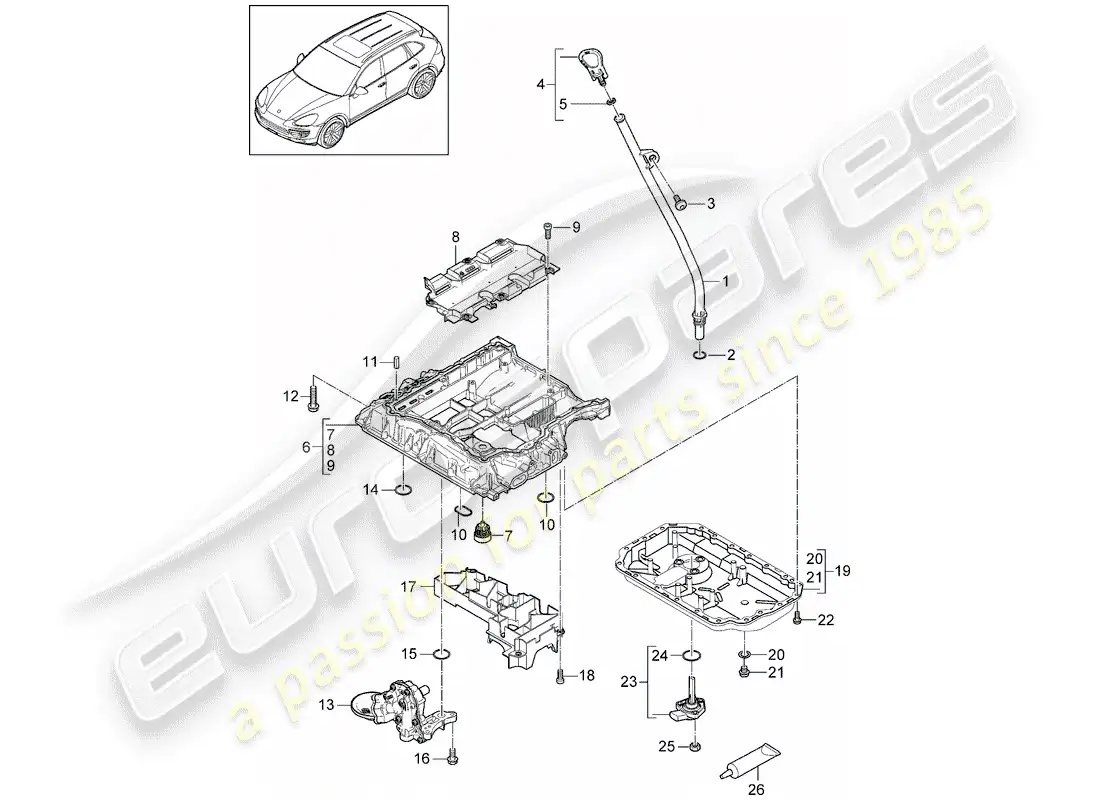 porsche 2014 (cayenne e2 92a) oil-conducting housing part diagram