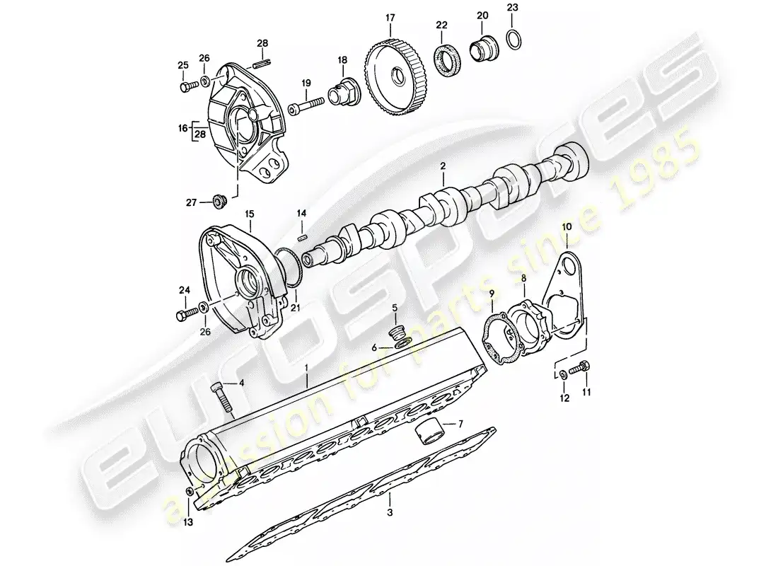 porsche 1987 (924s) camshaft housing - camshaft parts diagram
