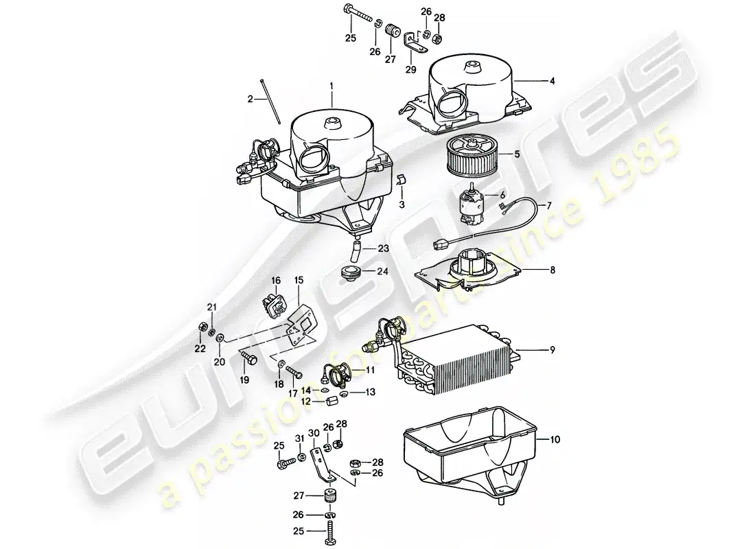 porsche 1979 (924) evaporator parts diagram
