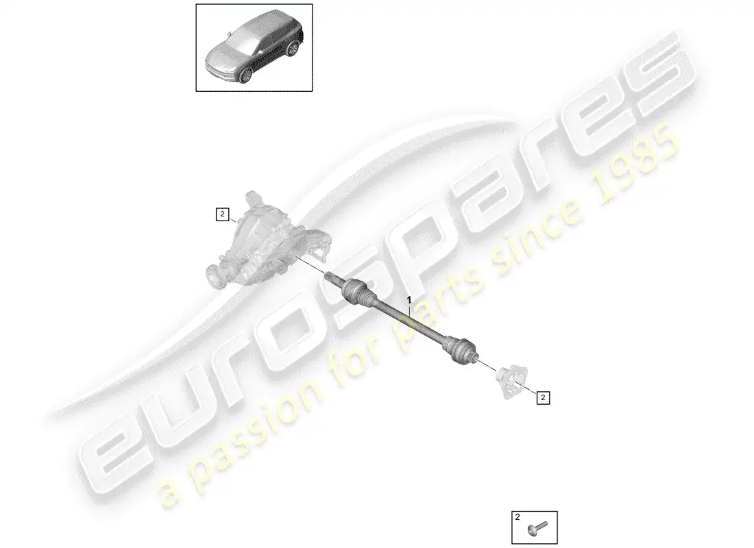 porsche 2019 (cayenne e3 9ya/9yb) drive shaft parts diagram