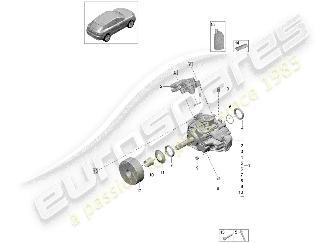 porsche 2019 (macan) transfer box parts diagram