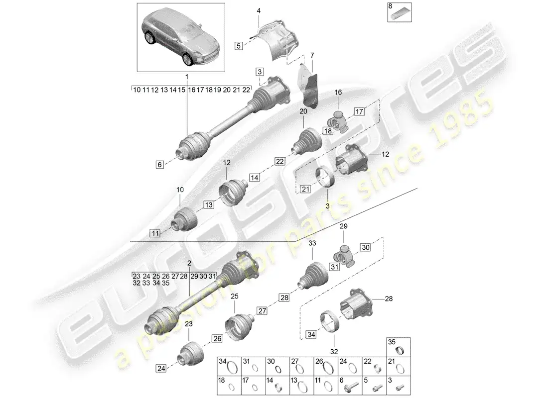porsche 2019 (macan) drive shaft parts diagram
