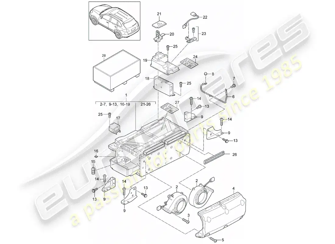 porsche 2014 (cayenne e2 92a) hybrid part diagram