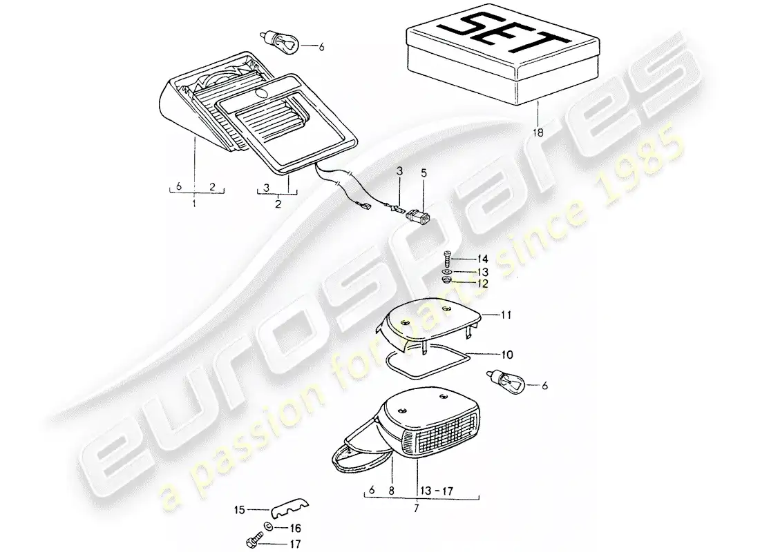porsche 1992 (964) additional brake light parts diagram