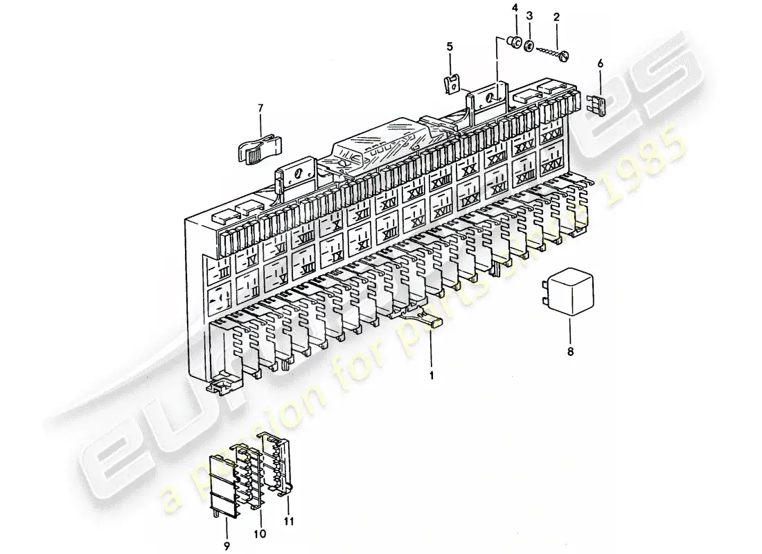 porsche 1995 (928) fuse box/relay plate - relay - fuse parts diagram