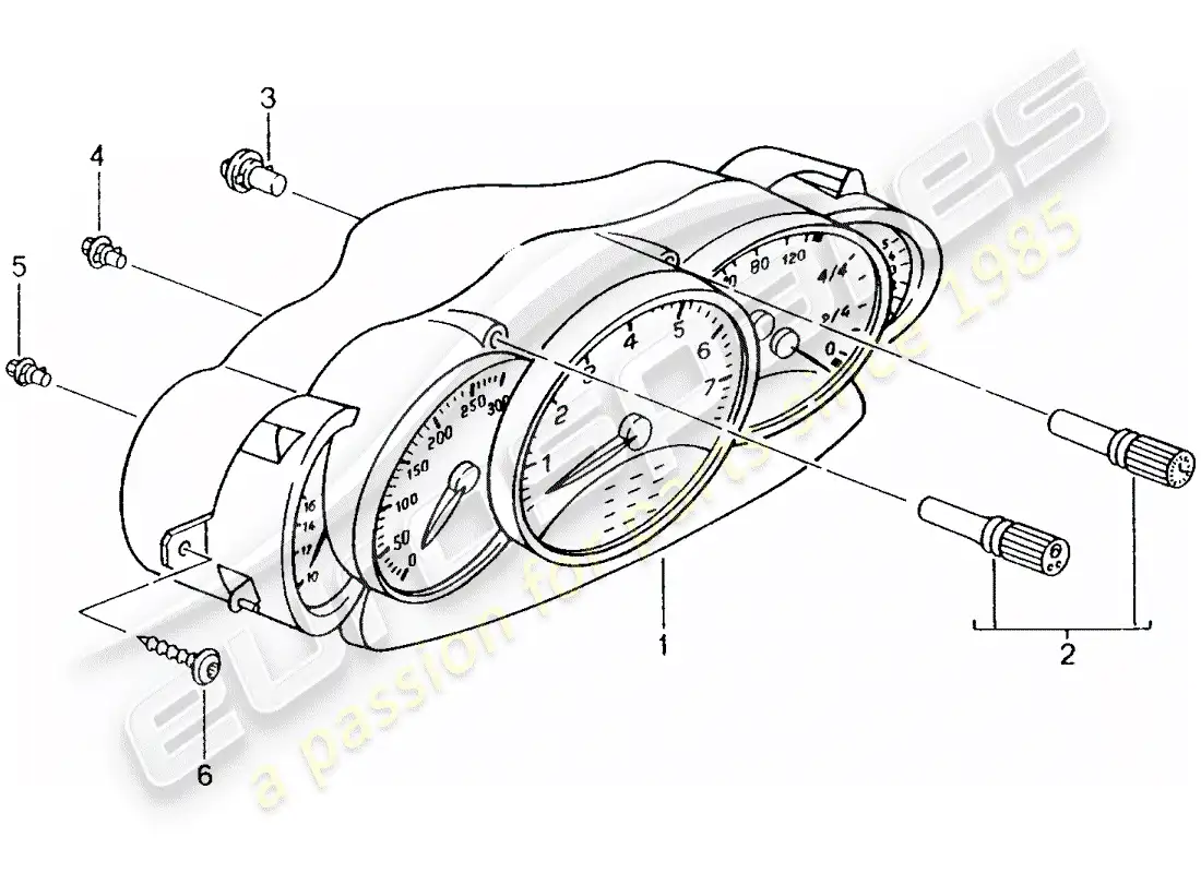 porsche 2002 (996) instrument cluster - complete parts diagram