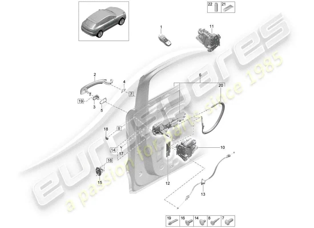 porsche 2020 (macan) door latches part diagram