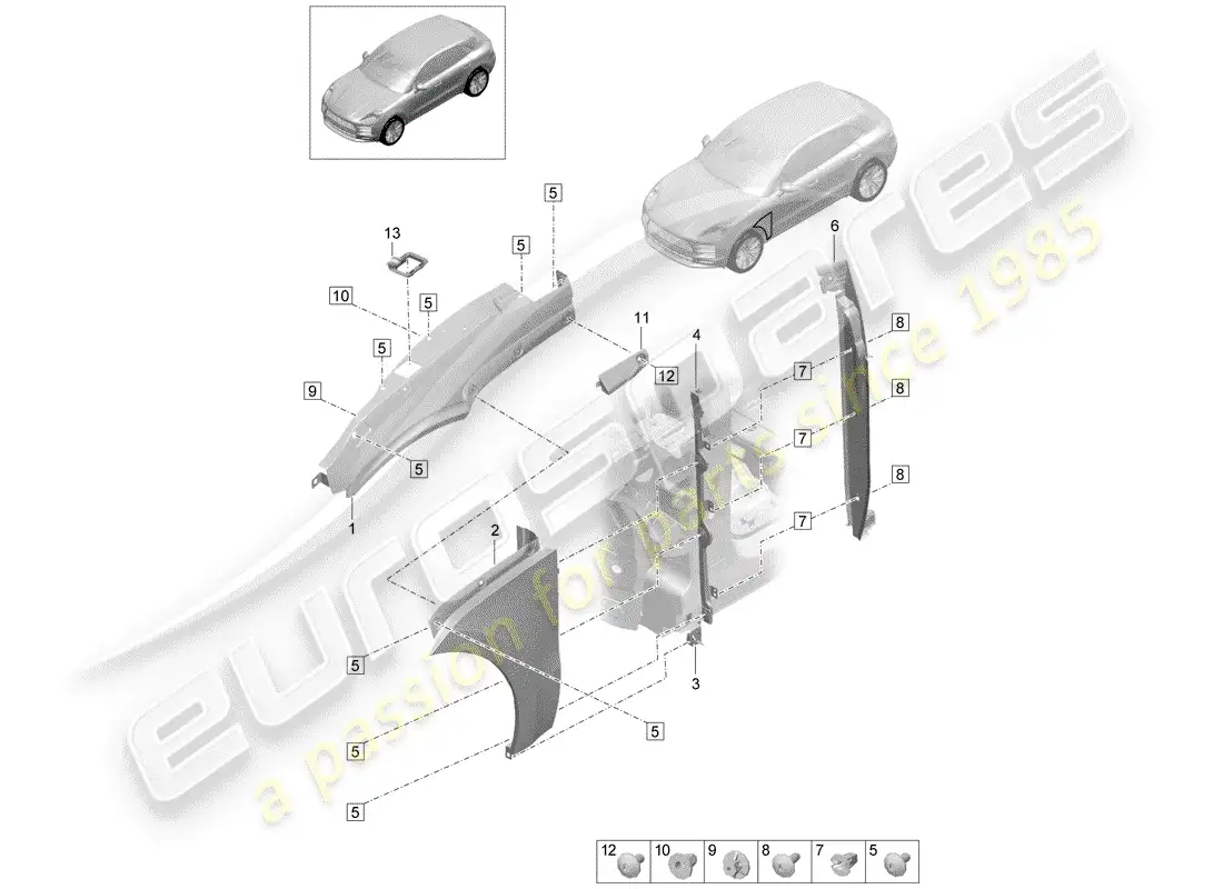 porsche 2020 (macan) fender part diagram
