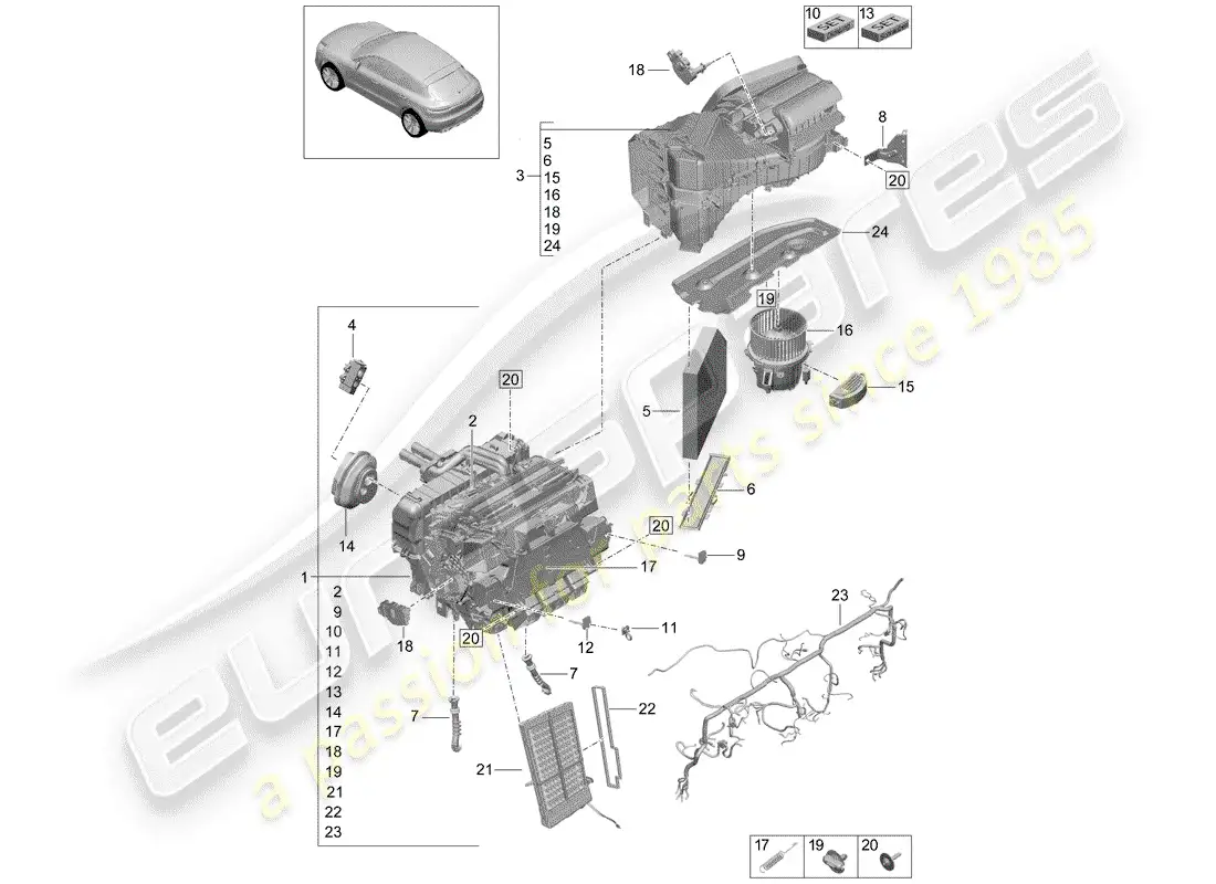 porsche 2020 (macan) air conditioner parts diagram
