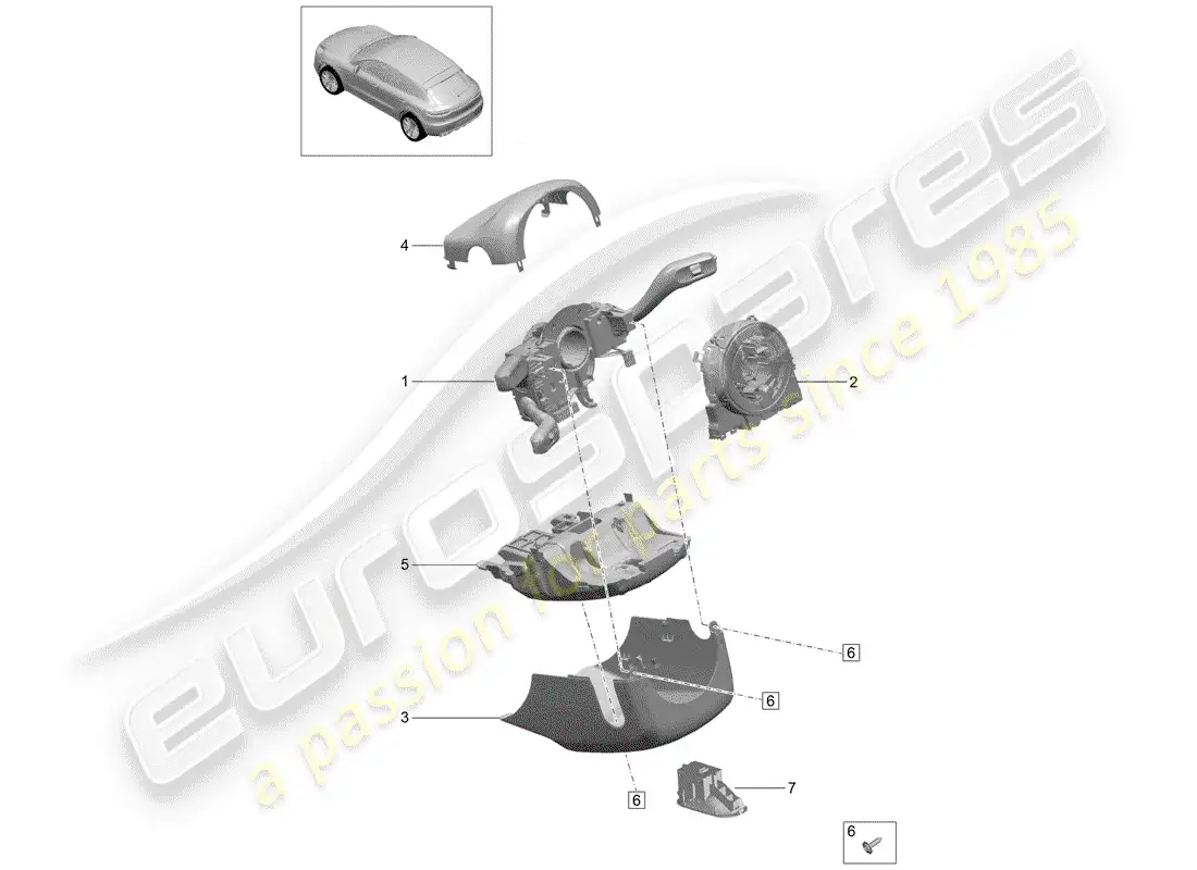 porsche 2020 (macan) steering column switch part diagram