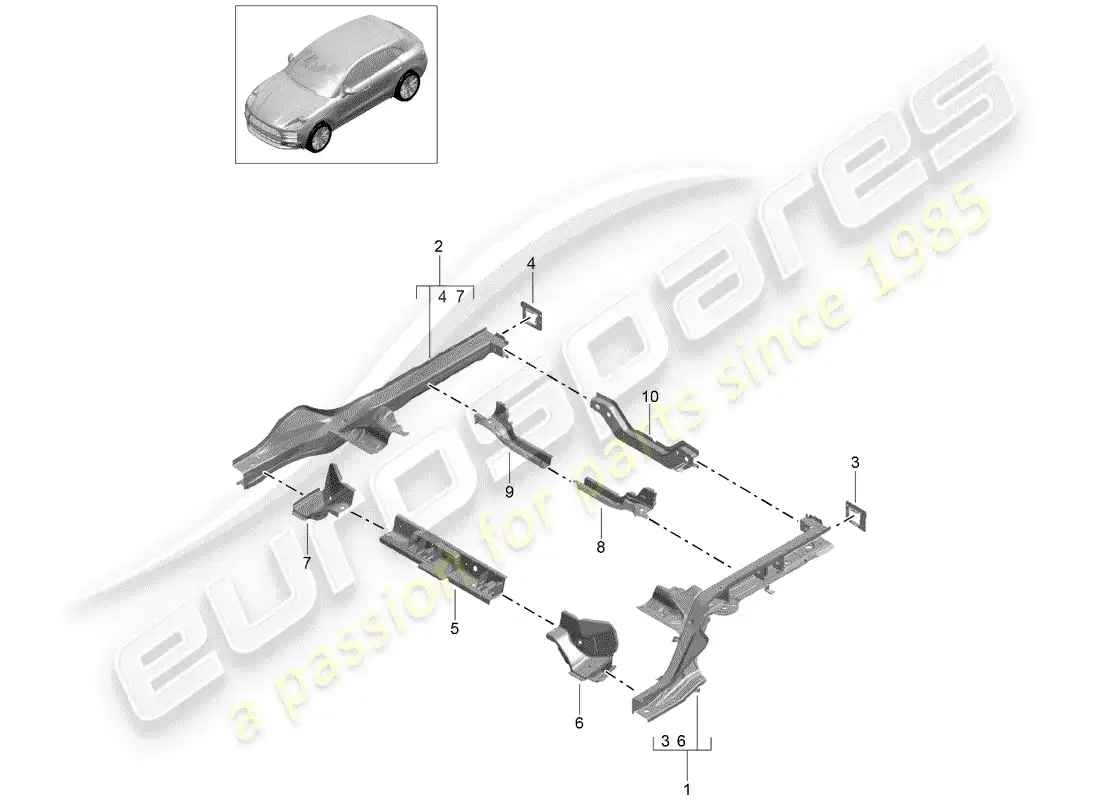 porsche 2020 (macan) frame part diagram
