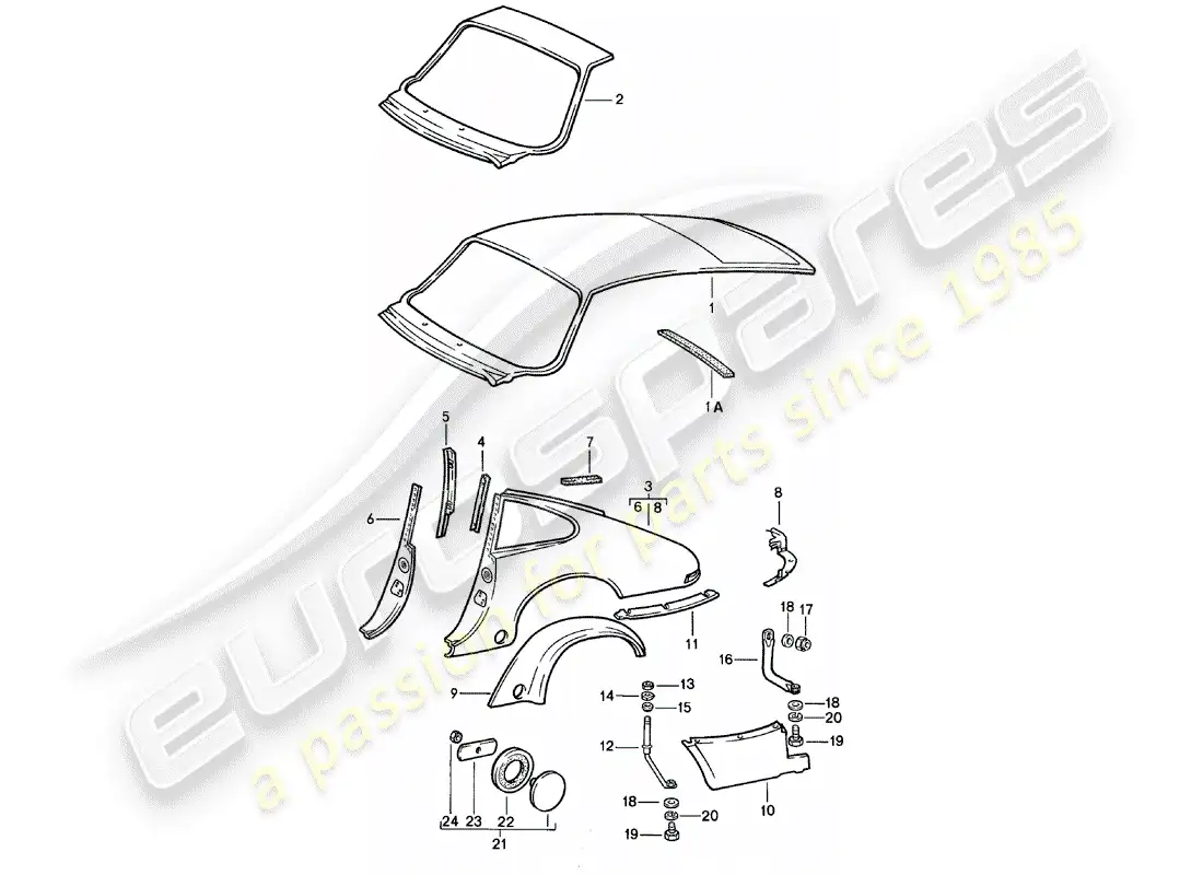 porsche 1982 (911) exterior panelling - to fit use workshop material parts diagram