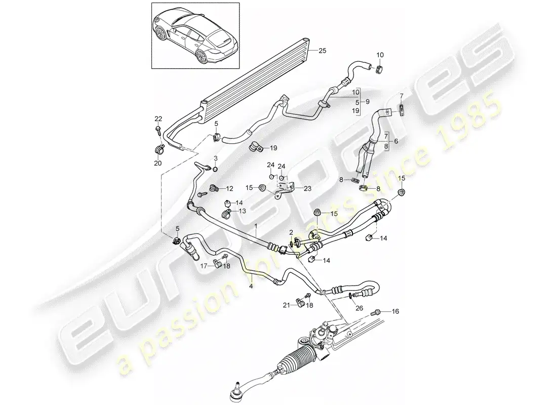 porsche 2015 (panamera 970) power steering parts diagram