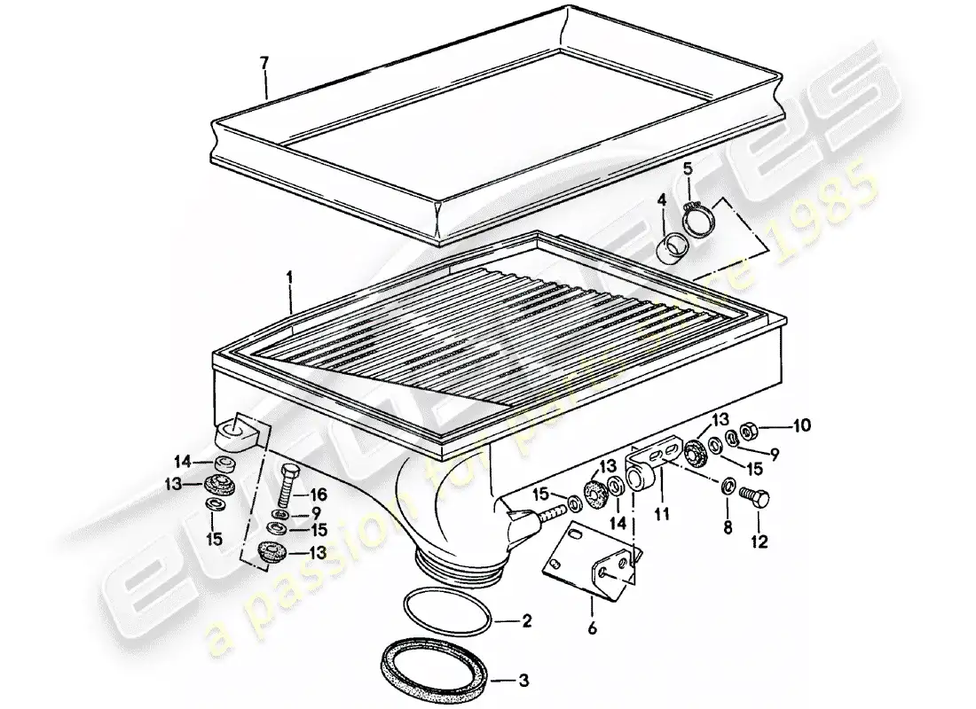 porsche 1981 (911) charge air cooler parts diagram