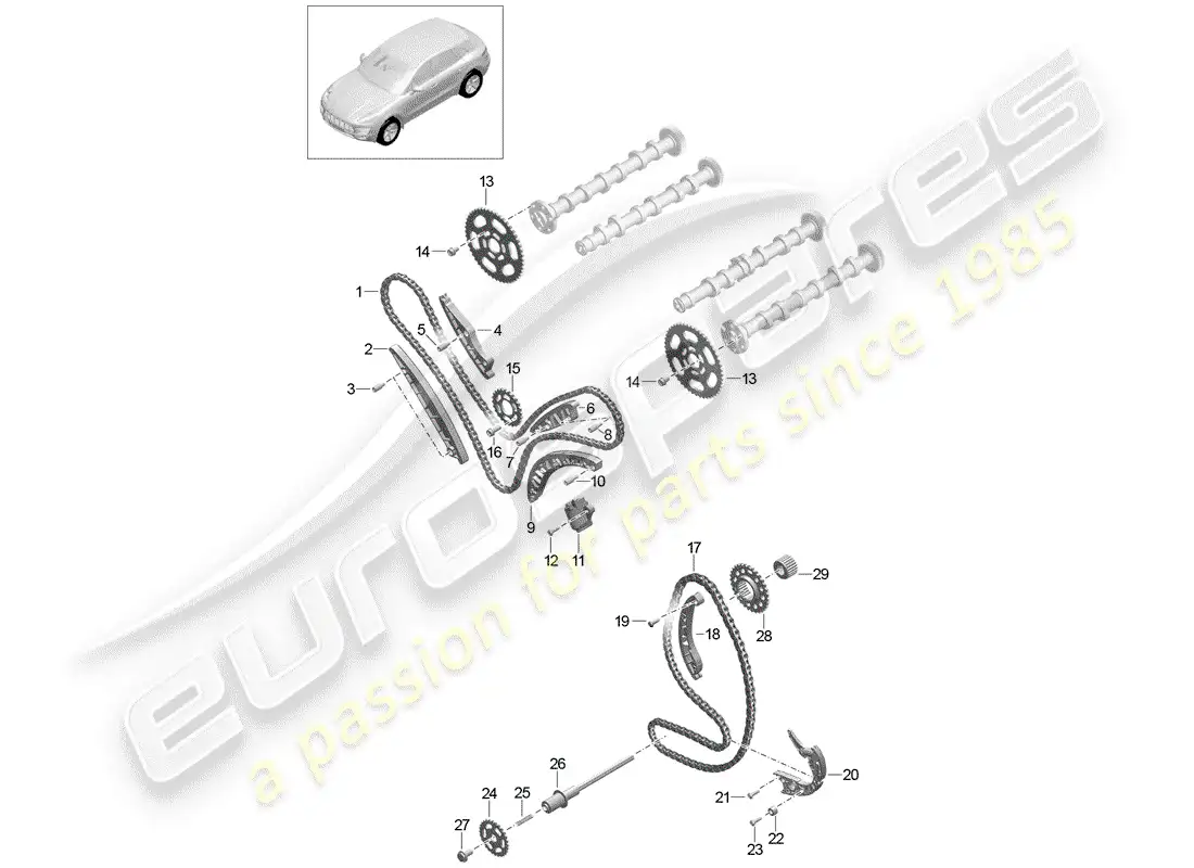 porsche 2015 (macan) timing chain parts diagram