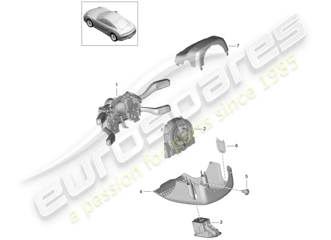 porsche 2016 (981 cayman) steering column switch parts diagram