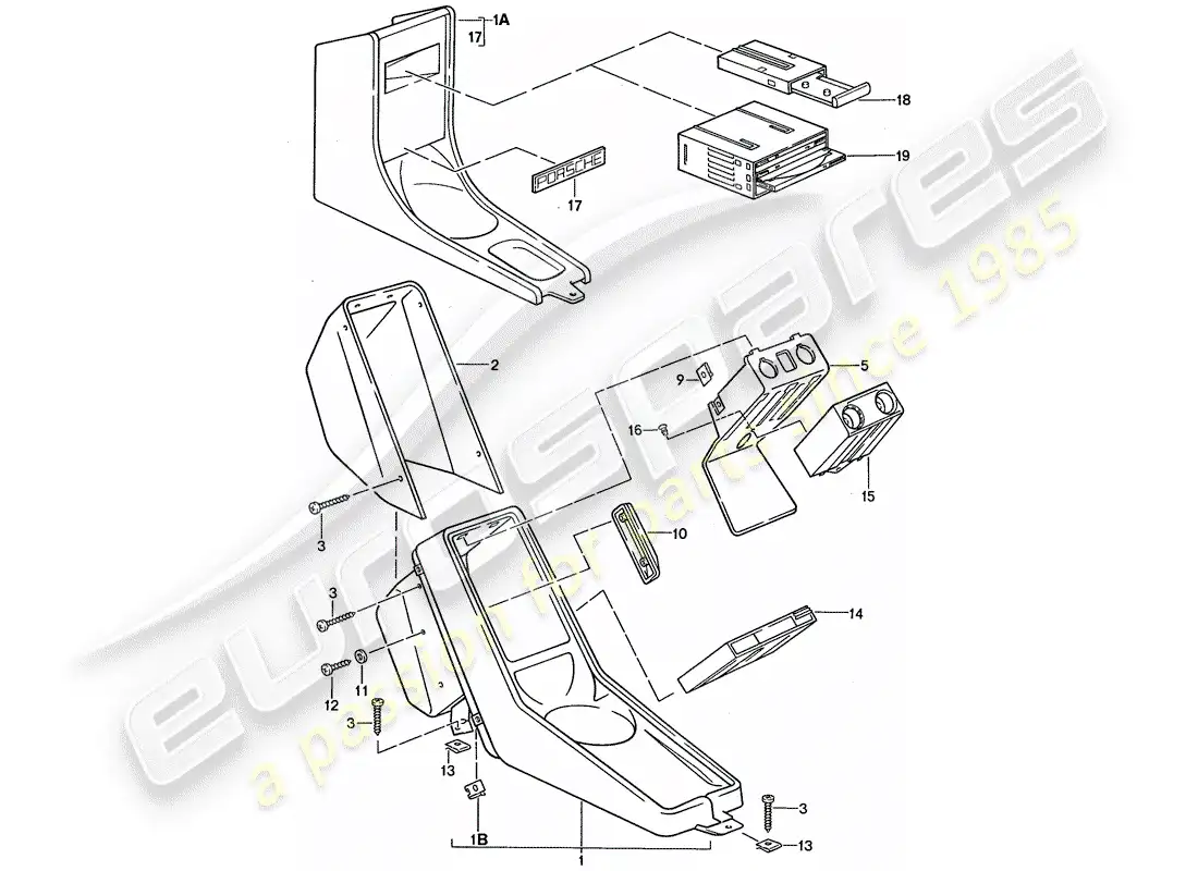 porsche 1987 (911) center console parts diagram