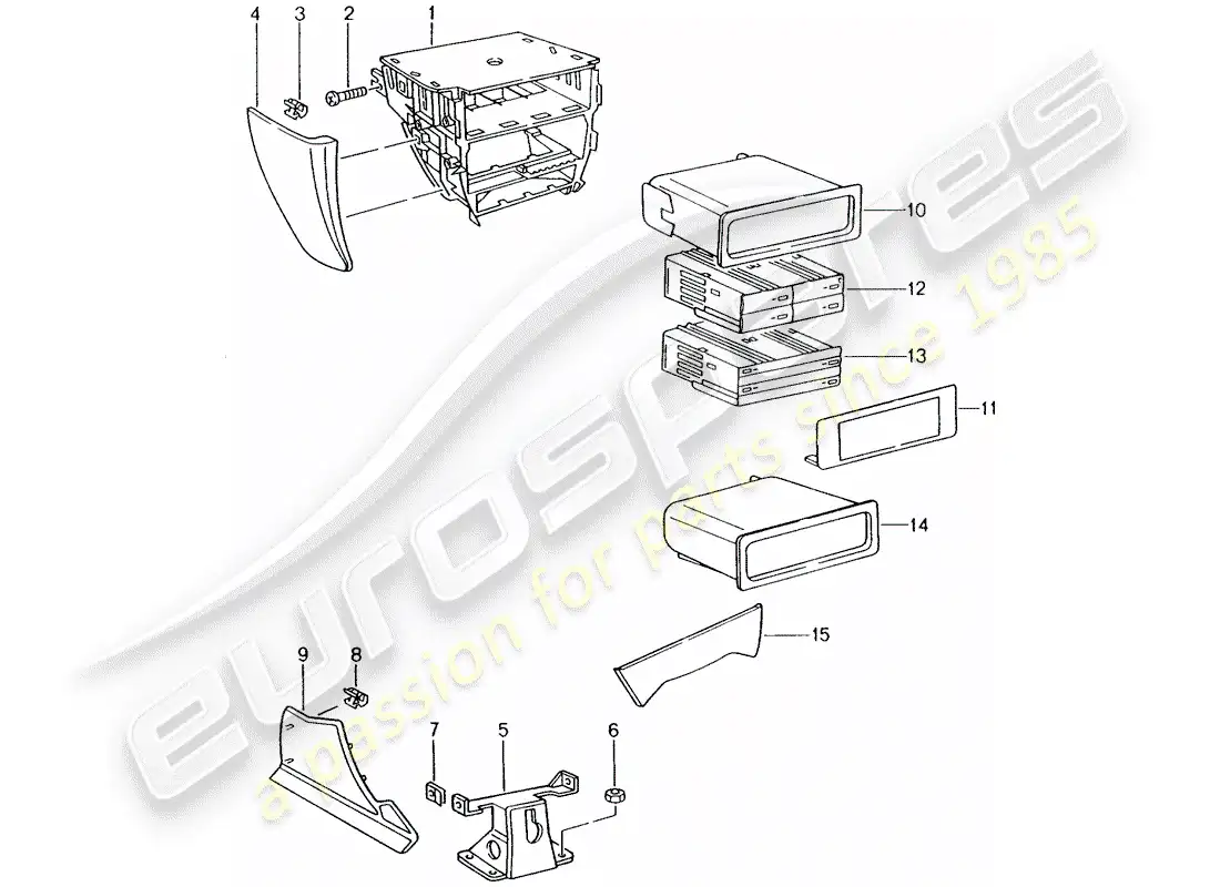 porsche 2001 (996) center console parts diagram