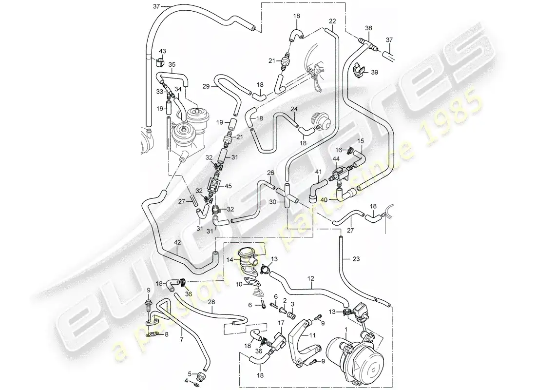 porsche 2004 (996 gt3) air injection parts diagram
