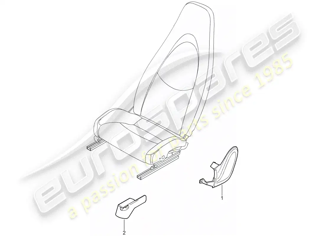 porsche 2008 (997-1 turbo / gt2) front seat parts diagram