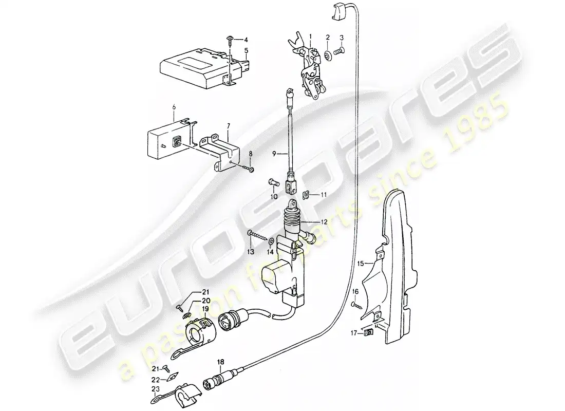 porsche 1990 (964) central locking system parts diagram
