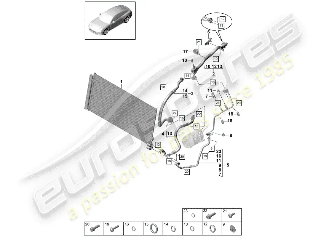 porsche 2017 (panamera 971-1) refrigerant circuit part diagram