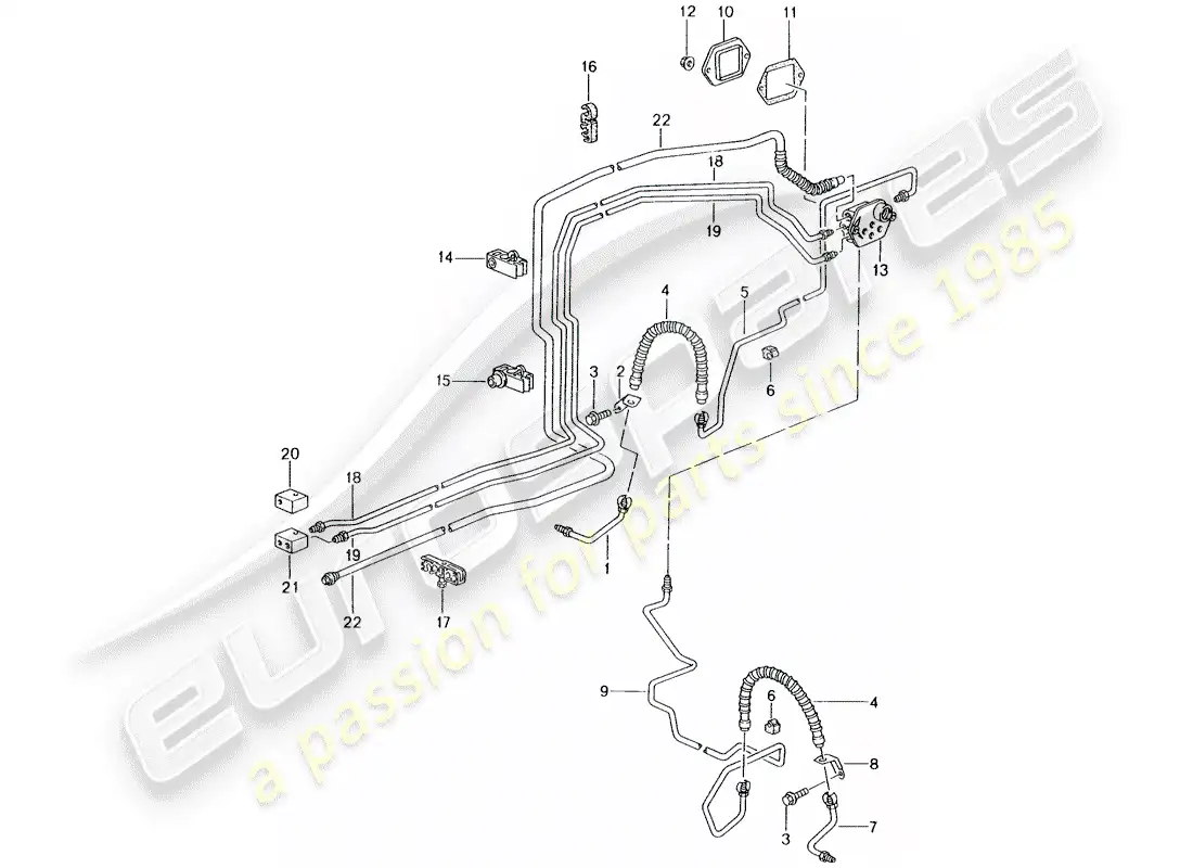 porsche 2002 (996) brake line - front axle - underbody - vacuum line parts diagram
