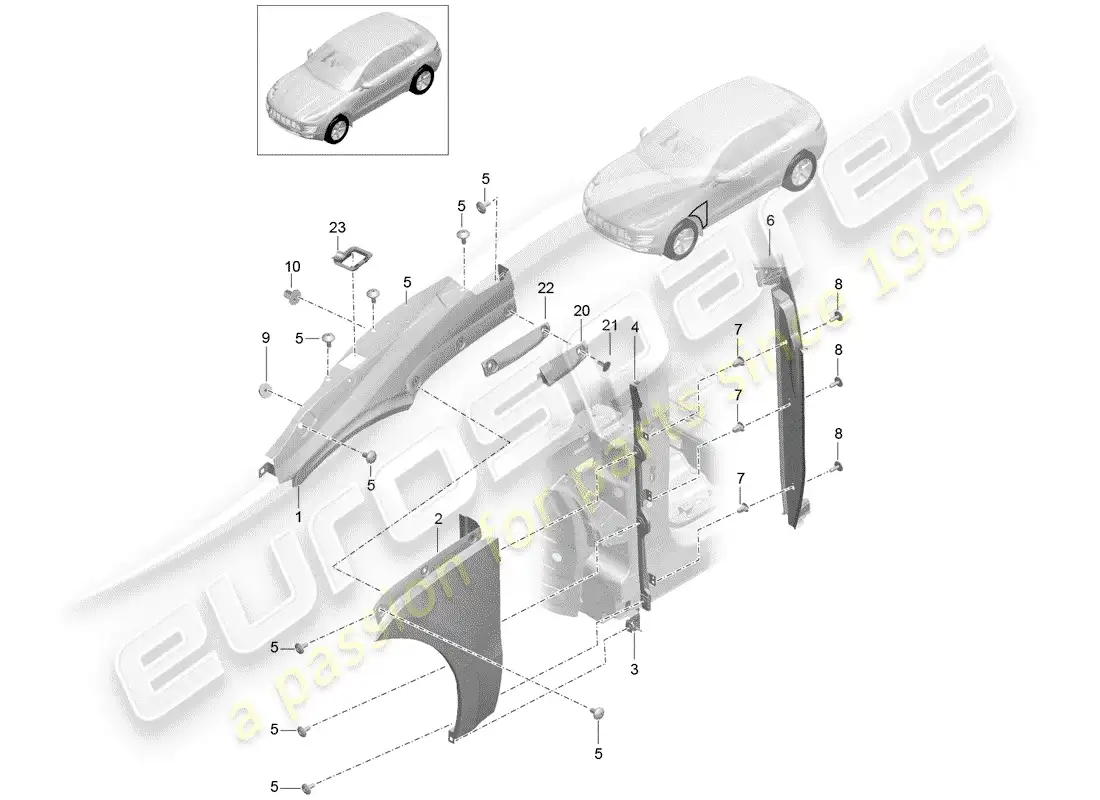 porsche 2016 (macan) fender parts diagram