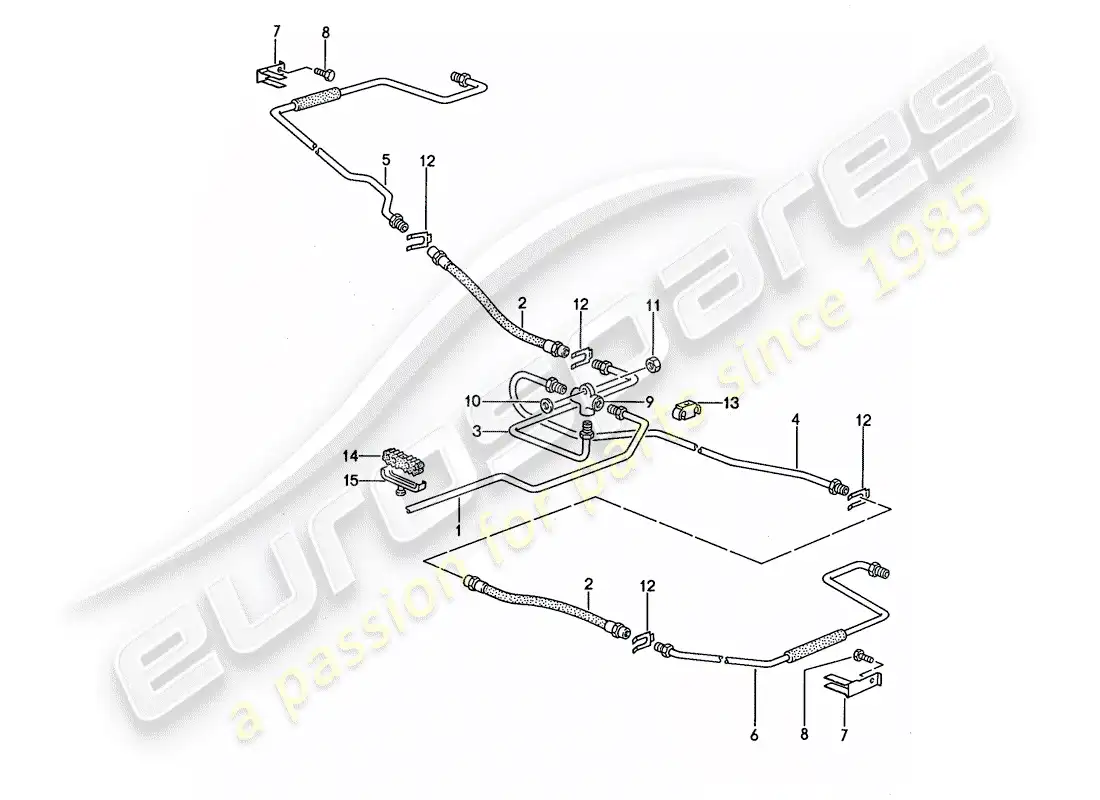 porsche 1995 (968) brake lines parts diagram