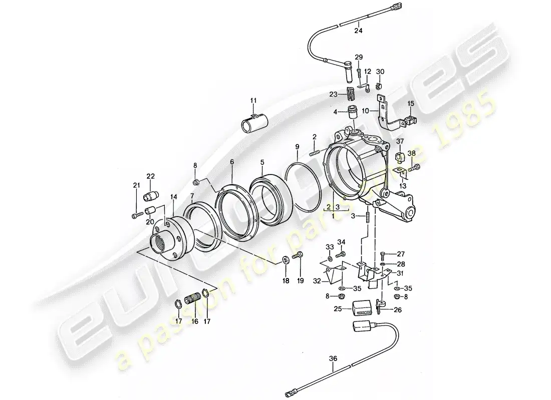 porsche 1987 (959) wheel carrier parts diagram