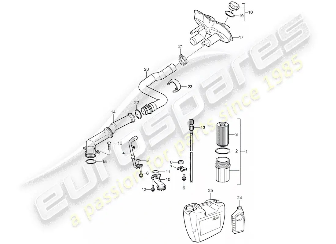 porsche 2007 (987 cayman) engine lubrication parts diagram
