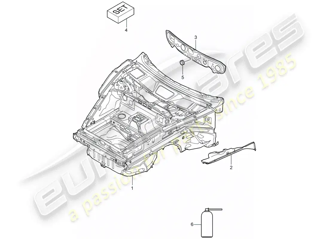porsche 2009 997-2 turbo / gt2 front end parts diagram