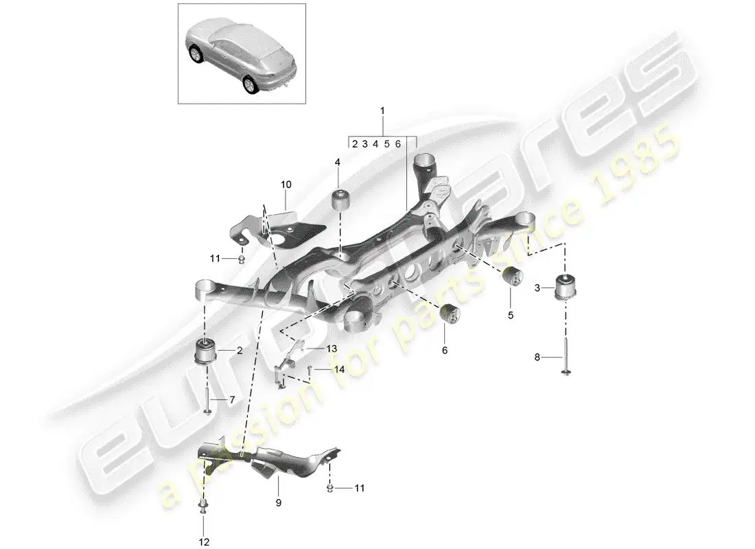 porsche 2016 (macan) rear axle parts diagram