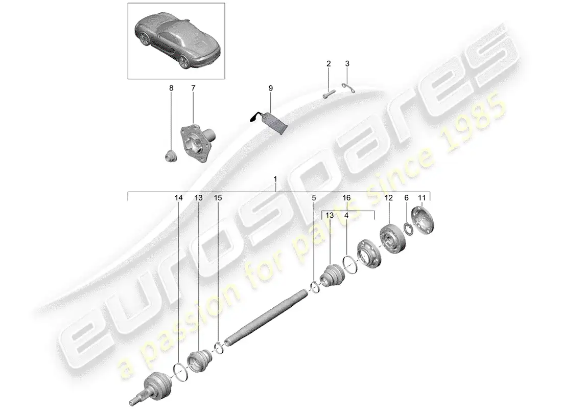 porsche 2015 (981 boxster) drive shaft parts diagram