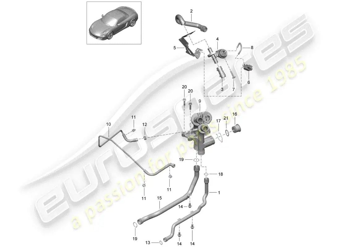 porsche 2015 (981 boxster) connection parts diagram