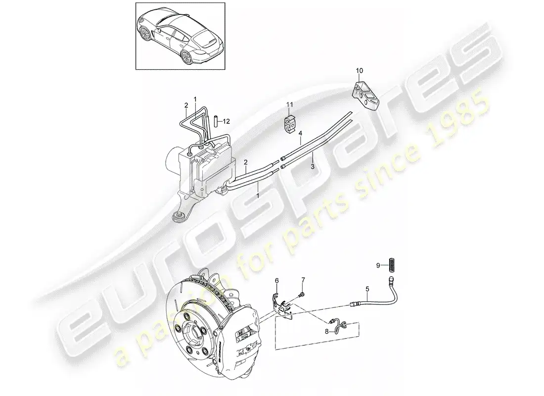 porsche 2016 (panamera 970) brake line parts diagram