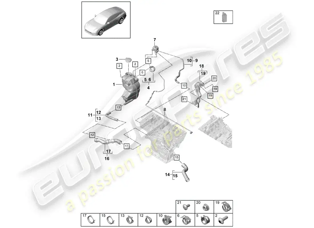 porsche 2017 (panamera 971-1) water cooling part diagram