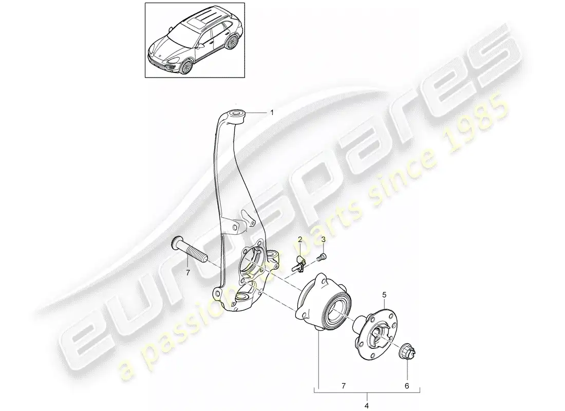 porsche 2016 (cayenne e2 92a) pivot bearing parts diagram