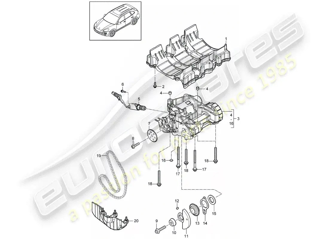 porsche 2016 (cayenne e2 92a) oil baffle plate parts diagram