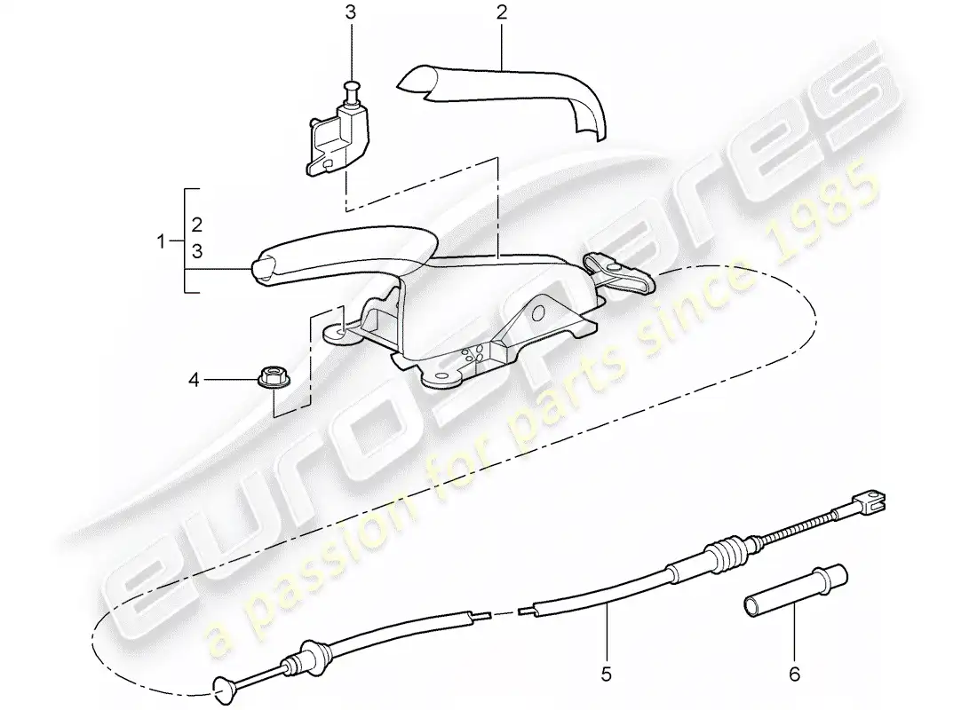 porsche 2009 997-2 turbo / gt2 handbrake parts diagram