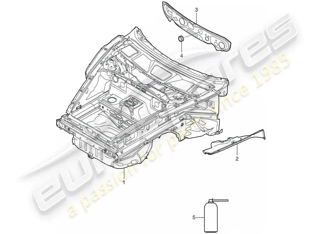 porsche 2007 (987 boxster) front end part diagram