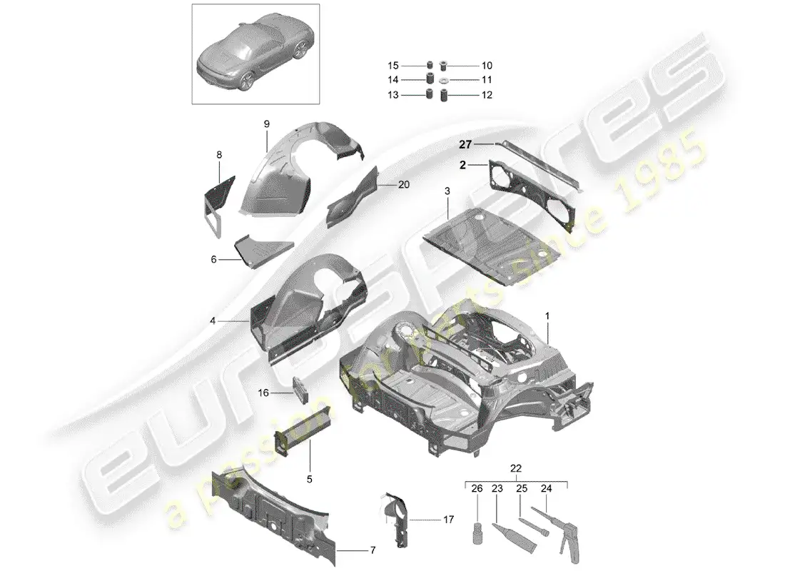 porsche 2016 (981 boxster) rear end parts diagram