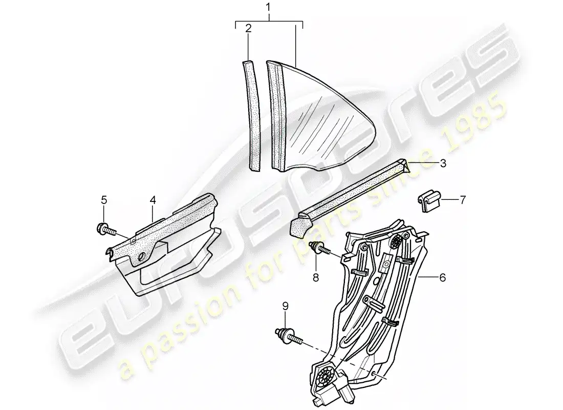 porsche 2006 (997-1) side window parts diagram