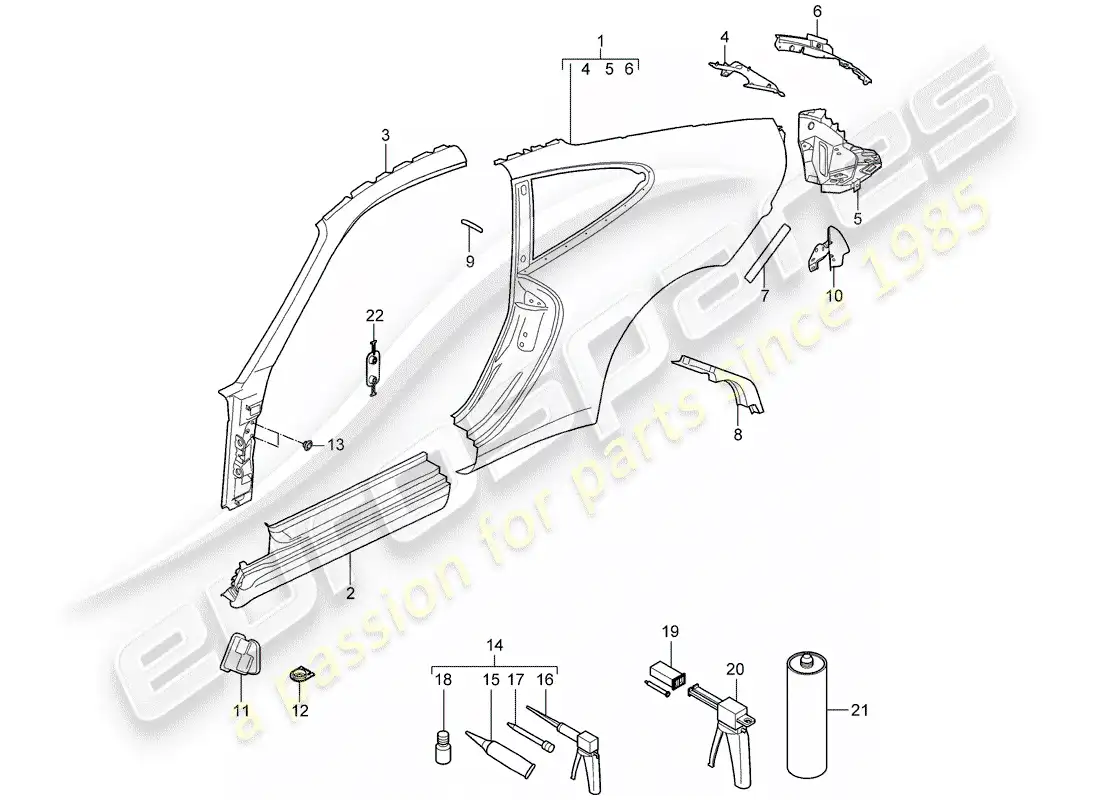 porsche 2010 (997-2) side panel parts diagram