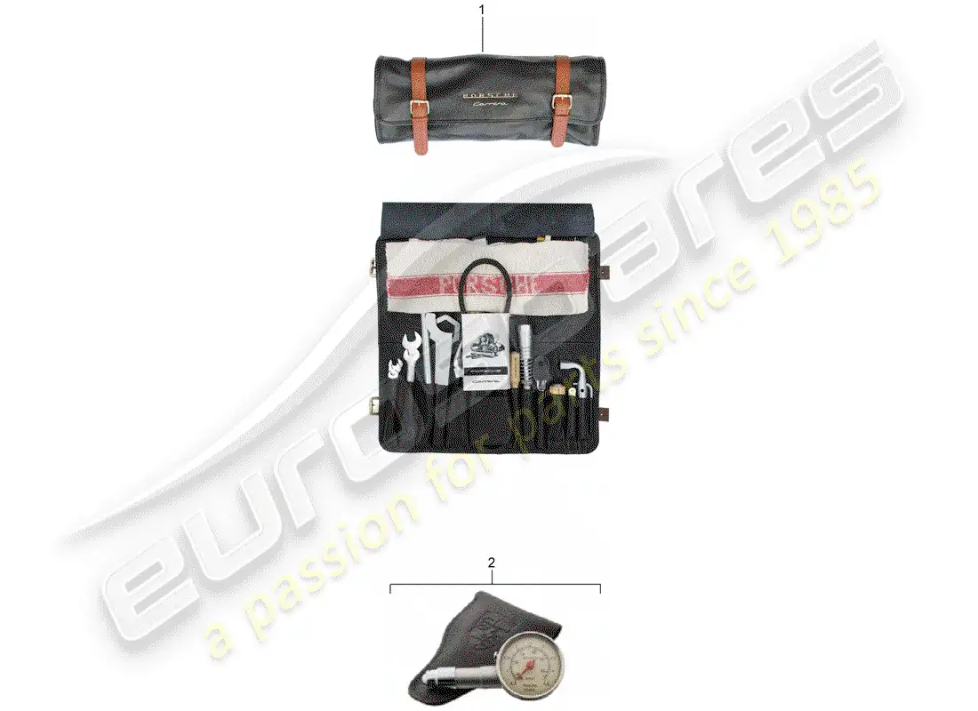 porsche 2000 (accessories) tool bag with tools parts diagram