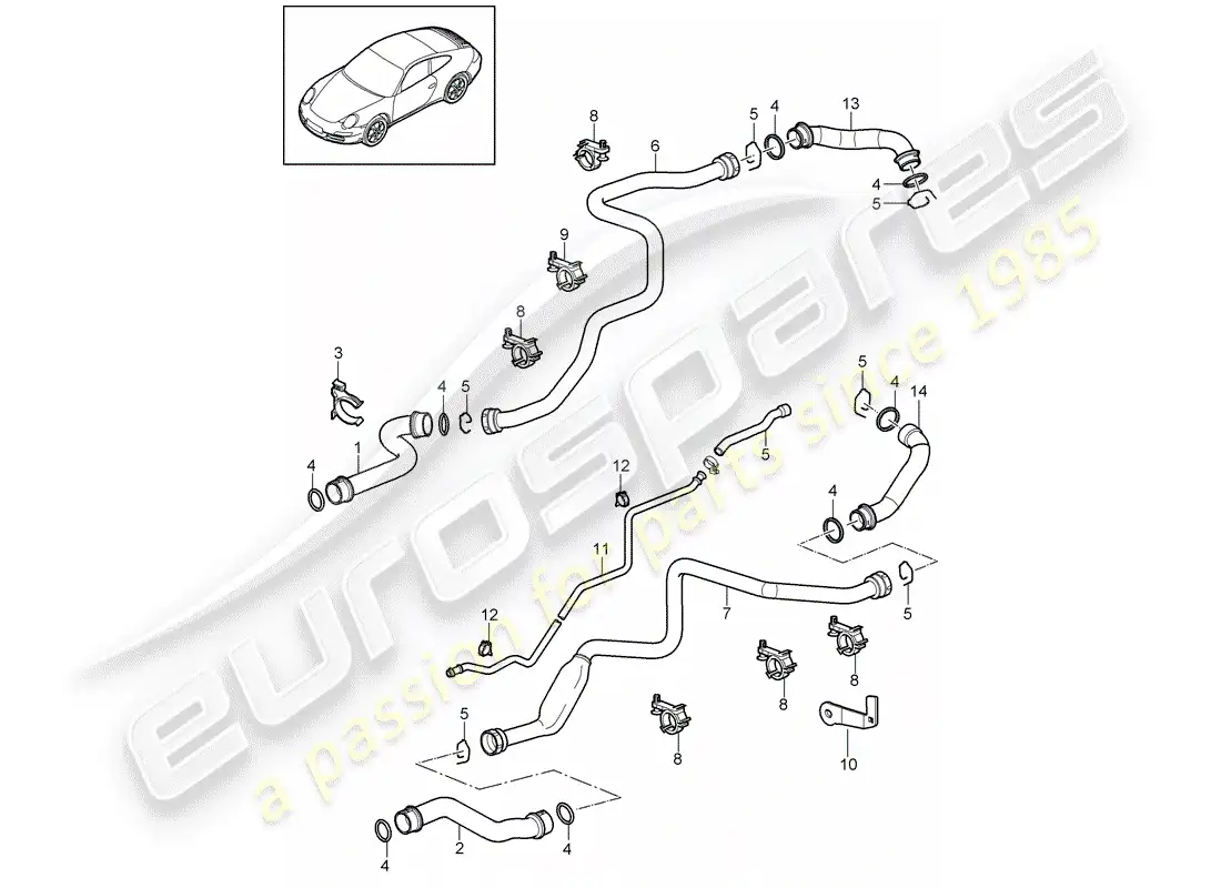 porsche 2010 (997-2) water cooling 1 parts diagram